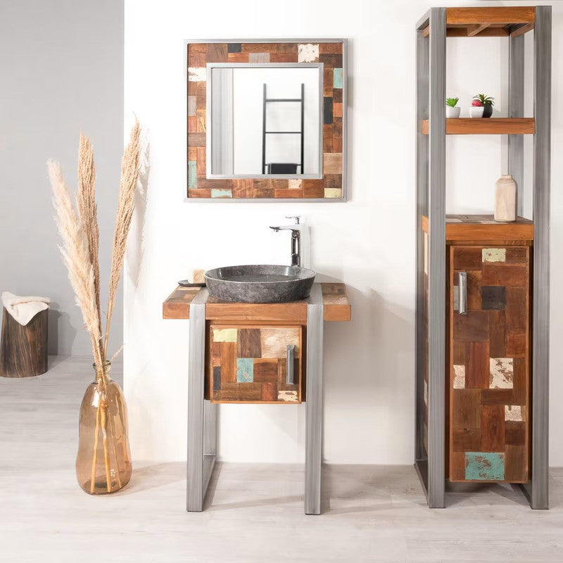 Woura Teak and Metal Vanity Unit