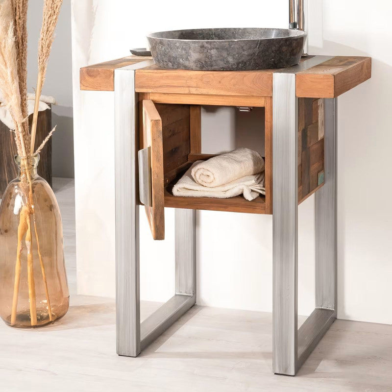 Woura Teak and Metal Vanity Unit