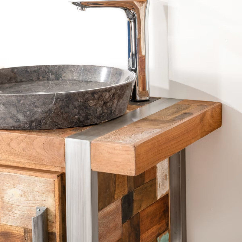 Woura Teak and Metal Vanity Unit