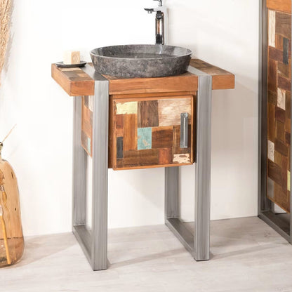 Woura Teak and Metal Vanity Unit